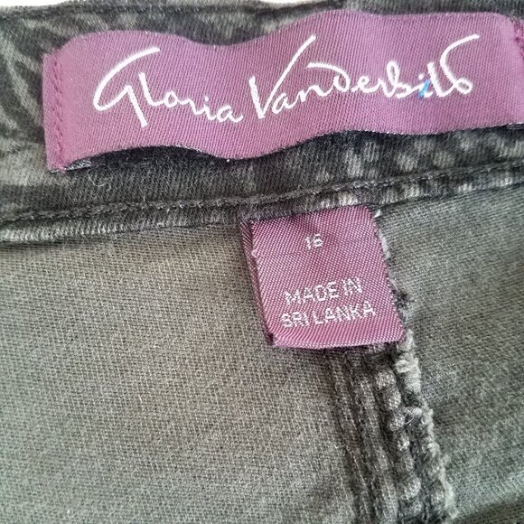 Gloria Vanderbilt Amanda Jeans Black Animal Print SIZE 16 Stretch 35x29 Grey - Picture 10 of 16